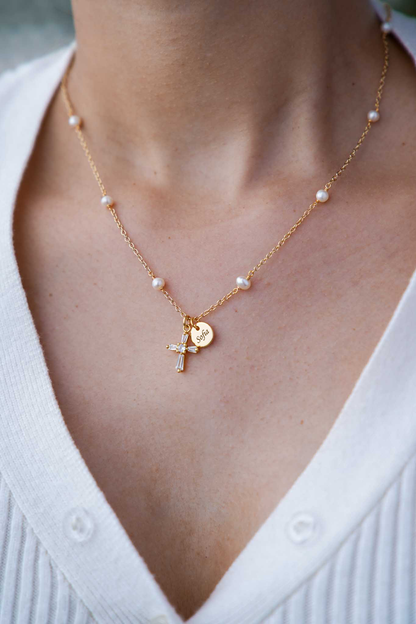 Cadena con cruz con Zirconia pequeña