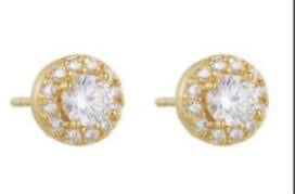 Arete botón zirconia