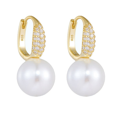 Arete con perla y cierre cuadrado