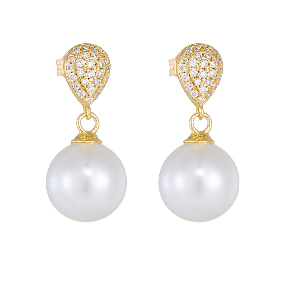 Arete gota perla y zirconia