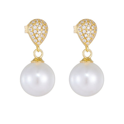 Arete gota perla y zirconia