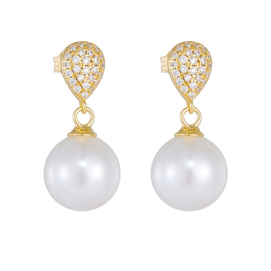 Arete gota perla y zirconia
