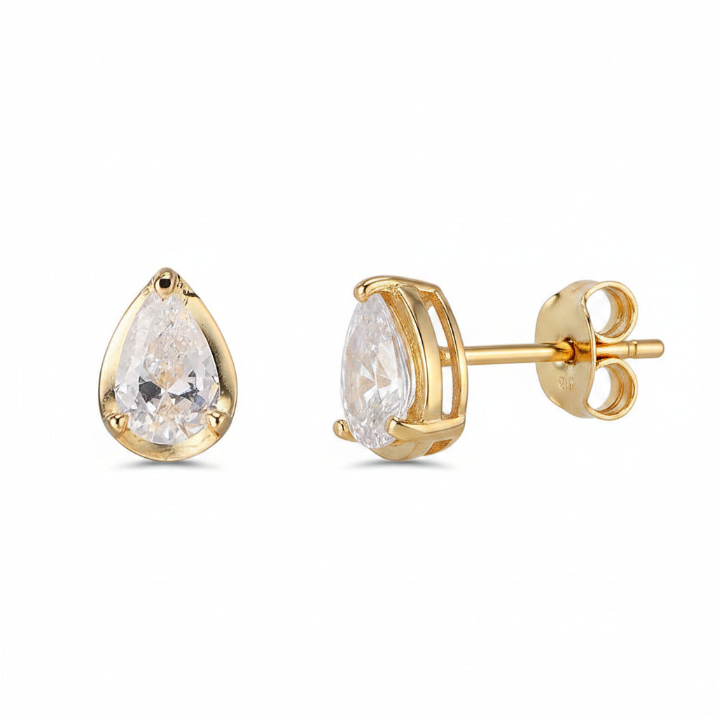 Arete botón ovalado zirconia