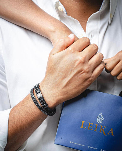 Pulsera Familiar Doble Tres Cuadrados