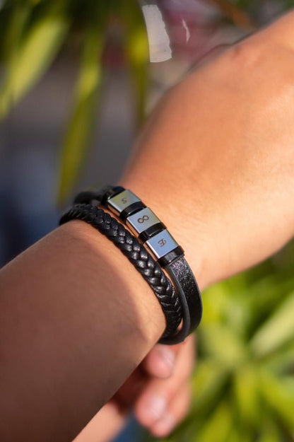 Pulsera Familiar Doble Tres Cuadrados