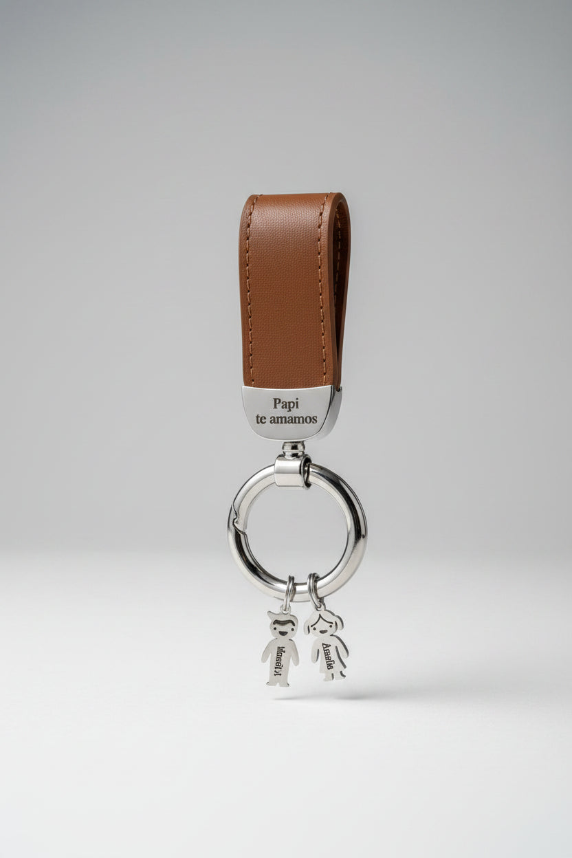 Llavero rectangular en piel